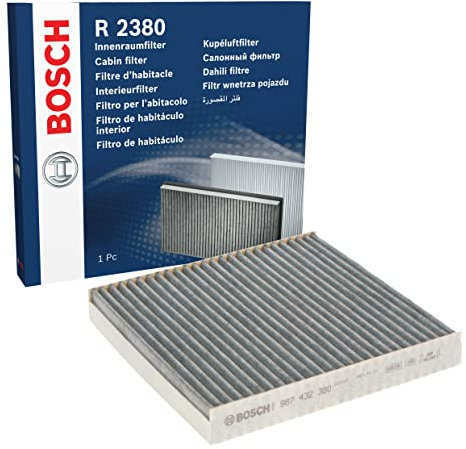 Bosch R2380 Filtro de Habitáculo de Carbón Activo - Filtro de Repuesto Contra Olores Desagradables, Polen y Polvo, Para un Aire más Limpio en el Vehículo