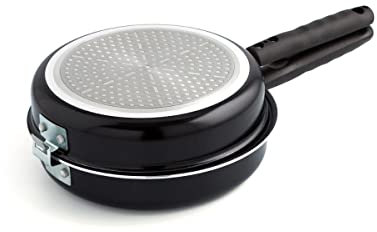 Quid Gastro – Padella Doppia, 20 cm, Alluminio Stampato, colore: Nero