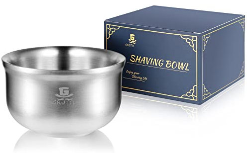 GRUTTI Cazoleta para Afeitar 10.5 cm, Inox 304 Aislamiento Térmico de Tres Capas, Espuma Rápida Base Antideslizante, Para Hombres Afeitado Húmedo