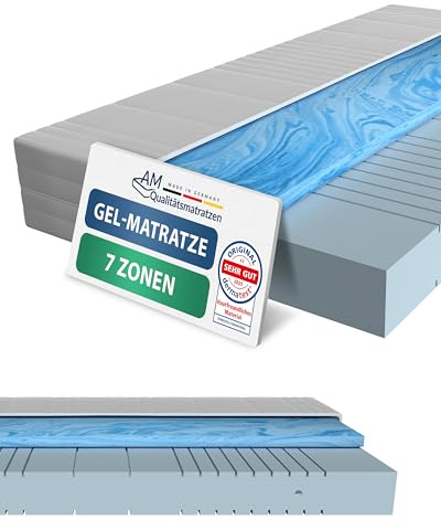 AM Qualitätsmatratzen 7 Zonen Gelmatratze 160x200 H3 - Made in Germany - Oeko TEX zertifizierte Memory Schaum Matratze 160x200-20 cm Hoch - Hybridschaummatratze 160x200 H3 mit 4cm Gelauflage