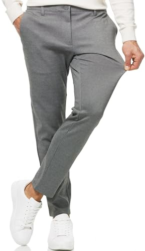 Indicode Herren Rodekro Performance Pants | Chinohose Herrenhose Super Stretch Stoffhose Bequeme Business Hose für Männer Grey Mix, 30/34