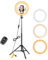 10 LED Ring Light avec Extensible Trépied Haut, Anneau Lumineux Réglable avec 3 Modes d'Eclairage et 10 Niveaux, Lumiere Photo pour Selfie, Photography, Video, Maquillage, Camera Vlog Bluetooth