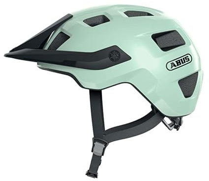 ABUS MTB-Helm MoTrip - robuster Fahrradhelm mit höhenverstellbarem Schirm für Mountainbiker - individuelle Passform - Unisex - Mintgrün Glänzend, S