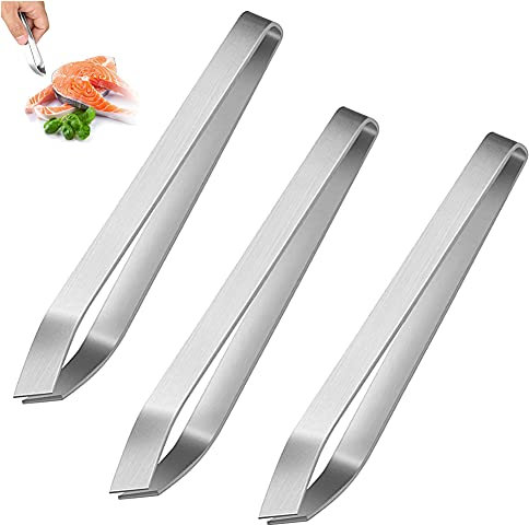 Pinzette per Pesce,3 Pinzette da Cucina in acciaio inox,Pinzetta per Pesce,Pinze per Pesce per Rimozione di Ossa di Pesce e piume d'anatra,pollo e maiale