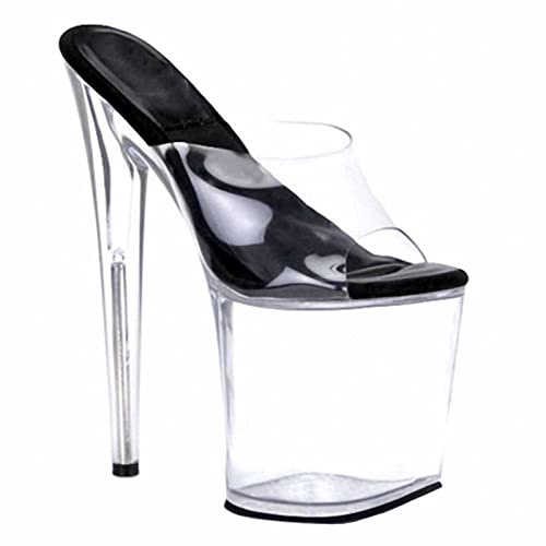 Sandali Donna Trasparente Sexy Fashion Pole Lap Dancing Stripper Platform Open Toe Pole Dance Party Evening Prom 20Cm/7.87In Scarpe Plus Size Uomini Pompe,Clear,35 EU