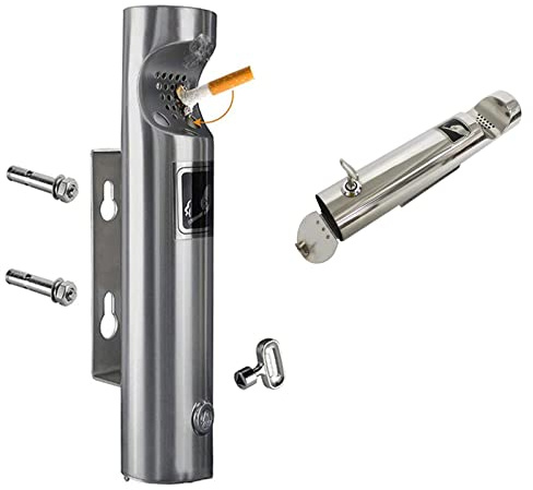 NYKCPJMW Outdoor Cigarette Butt Receptacle Wall Mounted, Wall Mounted Ashtray Outdoor Cylinder, Wall Mounted Outdoor Stainless Steel Cigarette Butt Receptacle, Cigarette Disposal Unit