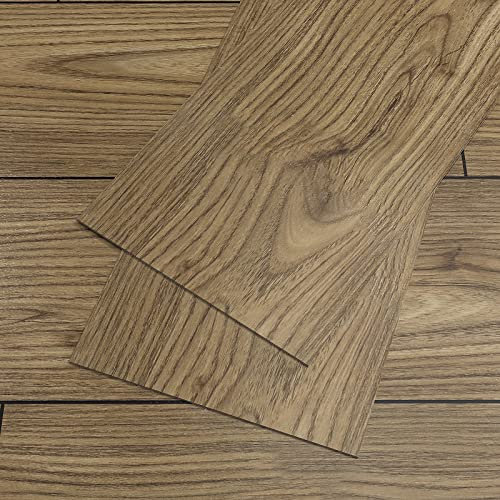 VEELIKE Vinylboden Selbstklebend Fliesenaufkleber Holzoptik Braun Vintage PVC Bodenbelag Fliesenoptik Klebefliesen Boden Bad Bodenfliesen Küche Wasserfest PVC Fliesen Garage 90cm×15cm 36 Stück