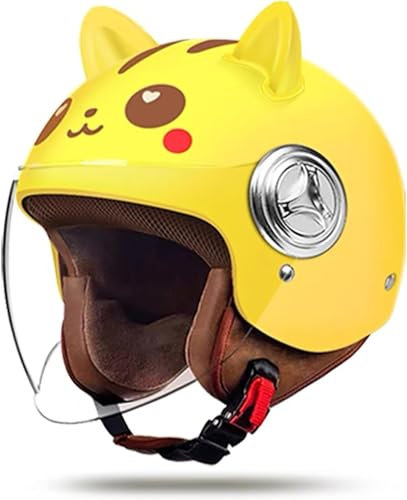 Casques De Moto pour Enfants, Demi-Casque pour Enfants avec Pare-Soleil HD, Casque De Moto, Scooter, Cyclomoteur, Motocross pour Garçons Et Filles Âgés De 3 À 15 Ans G,54-59cm