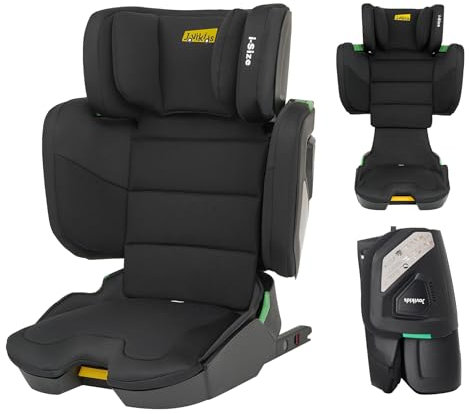 Jovikids Faltbar Kindersitz mit ISOFIX, i-Size R129 Kinderautositze ca. 3-12 Jahre (100-150cm), Kindersitzerhöhung mit Rückenlehne, Geeignet für Reisen (schwarz)