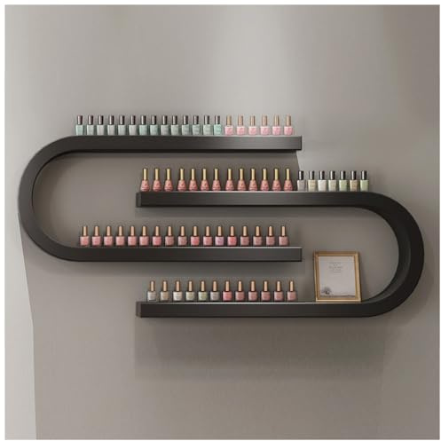 ZBJDX PréSentoir De Vernis à Ongles en Forme De U, 2 PièCes, Support Mural pour CosméTiques De Salon De Manucure, Support De Rangement De Flacons D'Huiles Essentielles De Style Minimaliste,Noir