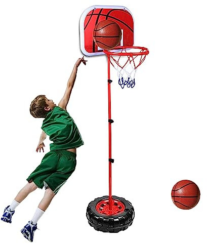 Panier de basket pour enfants, hauteur réglable, pour l'intérieur et l'extérieur, avec 2 ballons de basket et 1 pompe pour bébés, enfants, garçons, filles de 3 à 8 ans (200 cm)