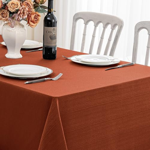 Softalker Otoño Mantel de Mesa Antimanchas Naranja 140x240 cm,Impermeable,Textura Lino,Rectangular,manteles Decorativo para Exterior,jardín,Fiesta,cumpleaños,Año Nuevo,Navidad,Invierno,Halloween