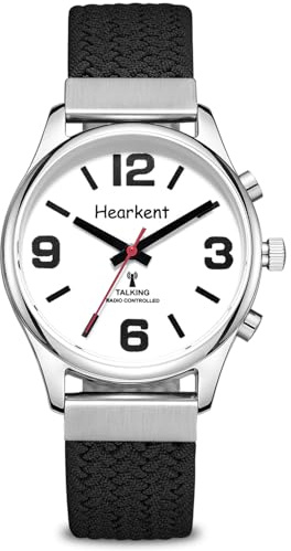 Hearkent Orologio parlante da donna, con numeri grandi, per non vedenti e ipovedenti, voce chiara con accento americano, facile da usare, regalo per anziani/uomini ipovedenti, Blcak, Women