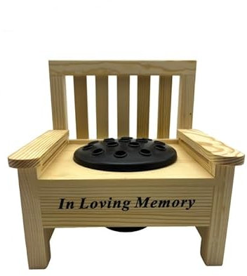 In Loving Memory Wooden Memorial Bench with Flower Insert Pot Graveside Crematorium Plaque Garden