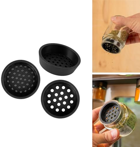 Silwy Lot de 3 boîtes à saupoudrer pour bocaux magnétiques Silwy - Lot de 2 saupoudreuses fines et un grand bac à saupoudrer