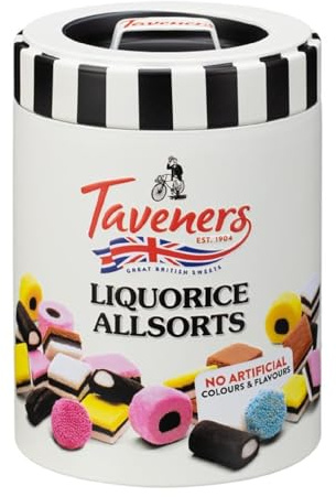 Christmas Sweets - Retro Sweets - Taveners Sweets Tins 200g - Taveners Liquorice Allsorts - Christmas Stocking Fillers - Christmas Eve Box Fillers For Kids - Sweets Gift Box - Taveners (Liquorice)
