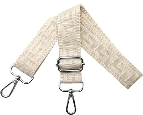 Tracolla Regolabile per Borsa Donna Colorate Cinghia per Borsa a Spalla di Ricambio Larga 3.8cm con Argento Moschettoni, Tracolla Borsa per Borsette, Crossbody, Beige puro