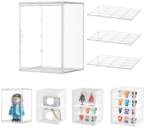 Dasellfa Vitrine Schaukasten Plexiglas Box, Acryl Vitrine, Sammlervitrine mit Tür, Für Minifiguren, Figuren Kleine, Action Figuren Spielzeug, Modellautos, Sammelfiguren (30*25*40cm-3)