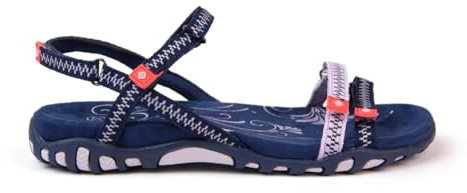 Izas Sandalias de Senderismo para Mujer, Deportivas y Cómodas - Sandalias Planas de Verano para Trekking y Caminar, Diseño Ergonómico con 4 Ajustadores. Color Azul, Gris y Rosa Talla 39