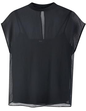 NEXT Donne Top con Maniche ad Aletta e Rivestimento Trasparente Nero 42