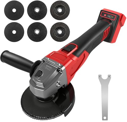 Amoladora angular con batería para Milwaukee de 18 V, 3 velocidades, compacta, 12000 rpm, con 4 M14 hasta 5/20,3 cm-11 núcleo, lijadora con batería para cortar, lijar y pulir (sin batería)