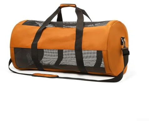 Yhenlovtt Mask Scuba - Bolsa de malla de 60 l, accesorios de esnórquel con gran capacidad para aletas de traje de neopreno, bolsa de buceo y secado rápido, fácil de transportar (naranja)