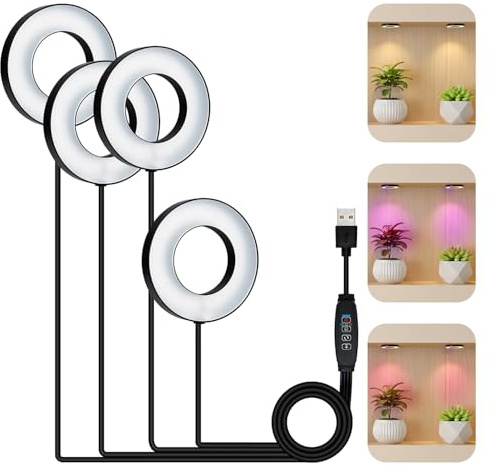 Wigearss Lámpara de Plantas, Luz de Crecimiento LED de Espectro Completo, Temporizador 3/9/12 h, 3 Modos y 10 Niveles de Brillo, Lámpara de Crecimiento para Plantas de Interior