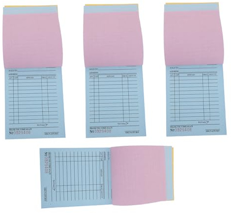 GARIOUANS 4 Piezas Talonarios de Recibos Autocopiativos 64x90 Mm 3 Copias 60 Hojas Libro para Guardar Recibos Comerciales Formulario de Pedido Minorista para Gestión en Negocios y Oficinas