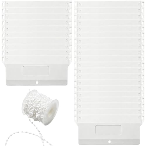 30 stycken lameller, vikter, vertikal persienner och 10 meter vit kedja, rullgardin, 127 mm, lamellgardiner, viktplattor, reservdel set för fönster, gardin, dörrtillbehör