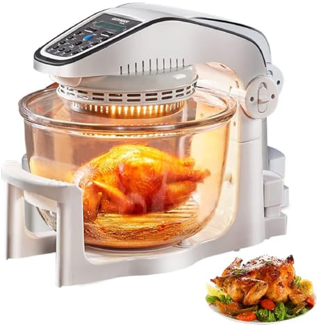 Forno Alogeno A Convezione A Infrarossi, Forno Friggitrice Ad Aria Di Grande Capacità Da 10 Litri Con Ciotola In Vetro Rimovibile, Per Arrostire, Friggere, Tostare, Crisping Con Controllo
