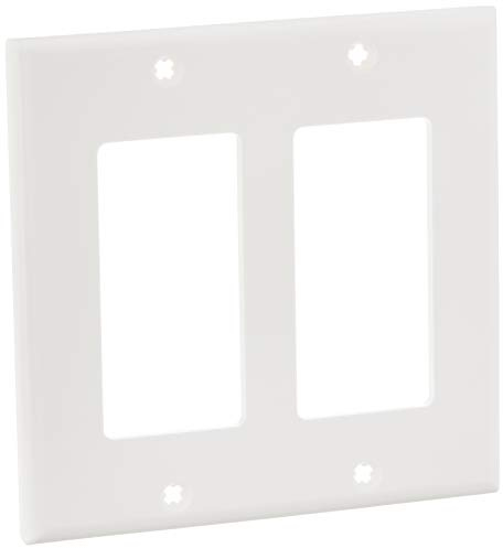 Leviton 2-Gang Decora/GFCI Device Wallplate, Standard Size, Thermoplastic Nylon, 80409-NW, White