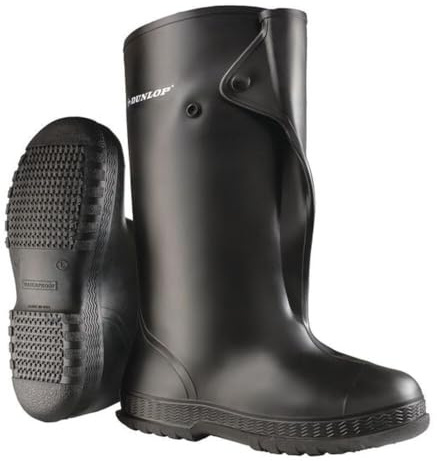 ONGUARD Industries 86030 Heavy Flex-O-Thane/PVC Men's Overshoe with 4-Way Cleated Outsole, 17 Height, Black, Size Large