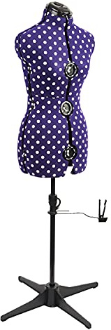 Sewing Online Adjustable Dressmakers Dummy, in Purple Polka Dot with Hem Marker, Dress Form Sizes 10 to 16 - Pin, Measure, Fit and Display your Clothes on this Tailors Dummy - 5906A