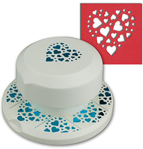 Artoz fliegender Stanzer - Herz mit kleinen Herzen - Frei positionierbarer Kartenstanzer - Stanze-Locher zum Kartenbasteln für Geburtstage Kartenbasteln, Einladungen und vieles mehr