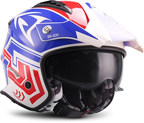 SOXON® SR-400 Storm „Blue“ · Jet-Helm · Motorrad-Helm Roller-Helm Scooter-Helm Moped Mofa-Helm Chopper Retro Vespa Vintage · ECE 22.05 Sonnenvisier Schnellverschluss Tasche XS (53-54cm)