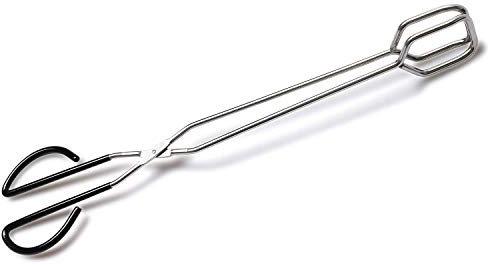 Hiash 16 Inch Extra Long Stainless Steel Kitchen Scissor Tongs, Non-Slip Comfortable Red Grip, Heat Resistant for BBQ and Cooking