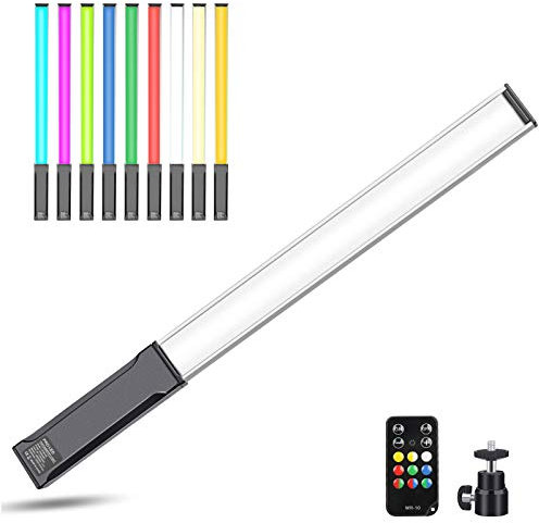 Hagibis RGB Handheld LED Video Light Wand Stick Photography Light 9 Colors,with Built-in Rechargable Battery and Remote Control,1000 Lumens Adjustable 3200K-5600K,Hot Shoe Adapter Included. (9 Colors)