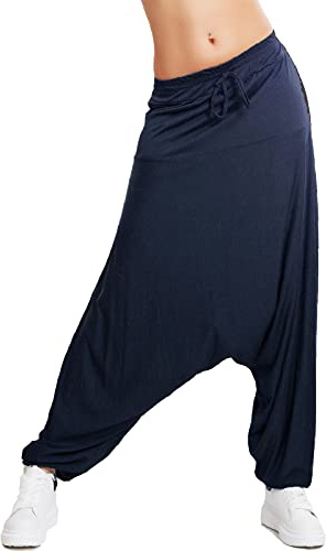 Toocool Pantalones Harem Mujer Sarouel Entrepierna Baja Yoga Danza Tiempo Libre Viscosa VB-1950 [Talla única, Azul Oscuro]