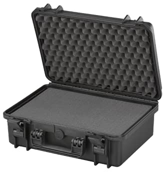 TOMcase Mallette d'extérieur étanche 47x37x18 cm avec Cubes tramés/Mousse ; Valise de Transport IP67 (Noir)