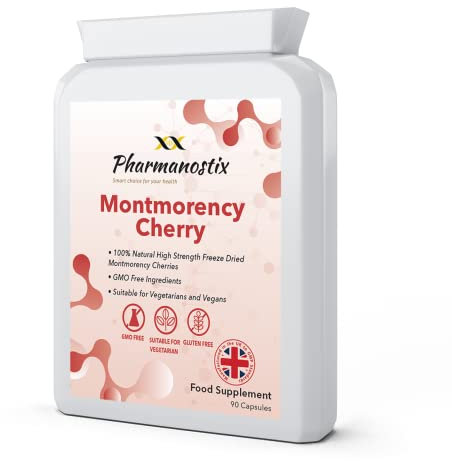 Montmorency Cherry - 90 Vegan Capsules - 3000mg Daily Serving of High Strength Freeze Dried- with Natural Vitamin A, C, B6 and E- Manufactured in The UK