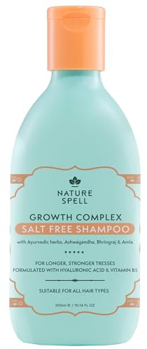 Nature Spell Haarwachstum Shampoo, nährt und stärkt das Haar, unterstützt das Haarwachstum, mit Hyaluronsäure und Vitamin B5, sulfatfrei, für alle Haartypen, vegan, 300 ml