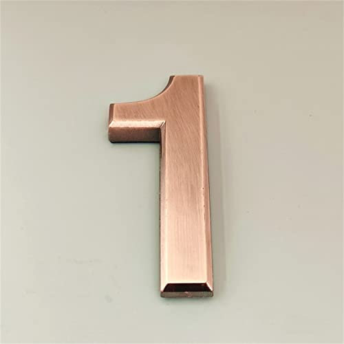 3D Self Adhesive House Plaque Numbers 7cm Red Copper Number Sticker ABS Plastic Electroplated Modern Hotel Door Address Digits Plate Sign 0-9, for Home Outdoor Yard Street Mailbox Anti-Rust (1)
