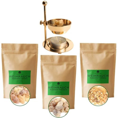 Weihrauch-Starter-Set - Räuchergefäß + Boswellia Sacra, Frereana & Carterii - Wellness für Zuhause
