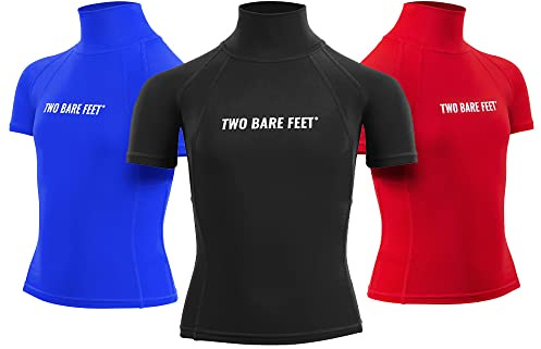 Two Bare Feet Kids Short Sleeve Rash Vest UPF50+ UV Protection – Boys & Girls Rash Guard for Surfing, Swimming & Watersports (Black, XL)