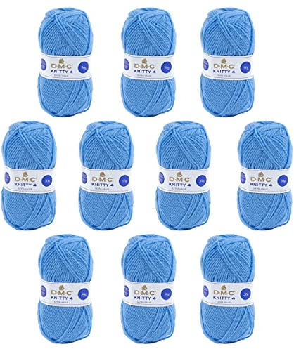 DMC - Confezione da 10 gomitoli - Filato per maglieria Knitty 4 - Spiegazioni incluse | Piacevole da lavorare a maglia - Ottima qualità | Gomitoli da 50 g - 140 m | 10 colori disponibili