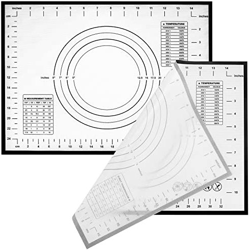 2 Pezzi Grande Tappetini da Forno in Silicone, Spianatoia per Impastare, Tappetino Silicone per Impastare Antiscivolo 11,8x15,7 Pollici per Torta/Pizza/Fondente/Impasti