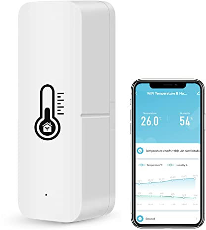Molczov Termómetro higrómetro Inteligente WiFi, Sensor de Temperatura y Humedad Bluetooth para Interiores y Exteriores, aplicación de termómetro WiFi Alexa Remoto para el hogar. 1 Paquete.
