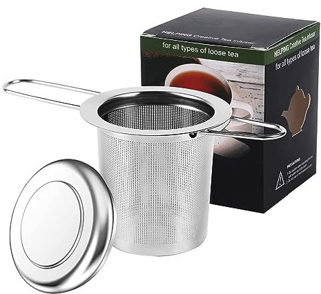 Filtro Da Tè, In Acciaio Inox 304, Colino Da Tè, Per Tè Sfuso, Con Coperchio E Manici Pieghevoli, Lavabile In Lavastoviglie