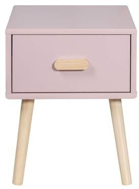 Rebecca Mobili Comodino per Bambini, Mobile per Cameretta, Rosa Marrone, MDF Pino, con 1 Cassetto con Guide, Salvaspazio - Misure HxLxP: 44 x 35 x 35 cm - Art. RE6977