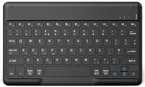 EasyAcc Bluetooth Keyboard, Ultra-Slim Wireless Keyboard UK Layout Quiet Portable Design with Built-in Rechargeable Battery for iOS, Mac, iPad, Windows and Android, Black